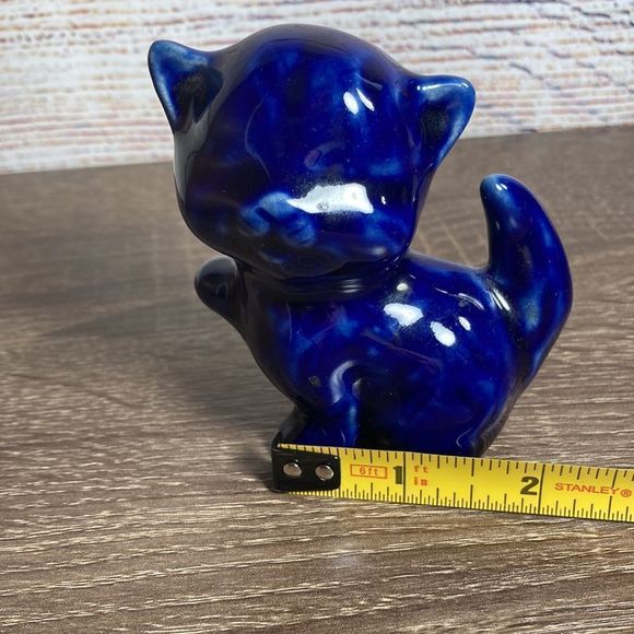 Vintage VAN BRIGGLE Pottery ARTS & CRAFTS Kitty Cat KITTEN Blue Figurine - Picture 7 of 8